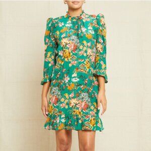 Amour Vert Adeline Dress in Rosalin Floral washable silk NWT